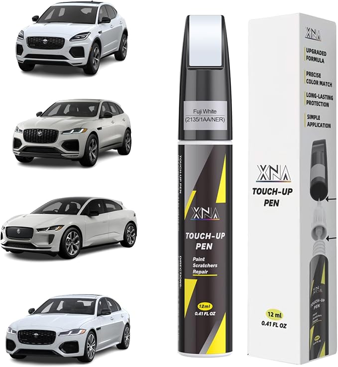 XNA Fuji White/Polaris White(2135/1AA/NER) for Jaguar Touch Up Paint, 2 in 1 Car Scratch Remover with Pen Tip and Brush, Exact Color-Matched for Car Paint Scratch Repair, Quick & Easy Fix Chips and Nicks