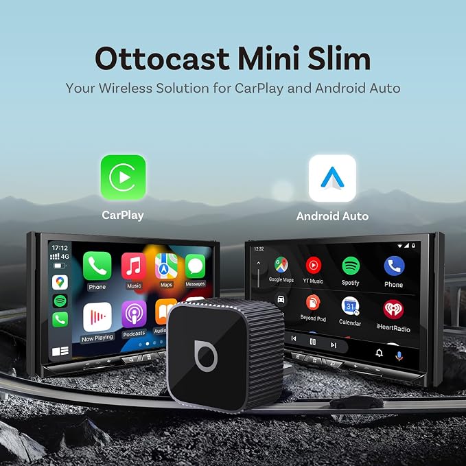 OTTOCAST 2026 Upgrade Mini Slim 3.0, 2-in-1 Wireless CarPlay & Android Auto Adapter, Plug & Play Dongle, Fast Auto-Reconnect, Dual-Band 5Ghz, for Cars with Wired CarPlay & Android auto (Black)