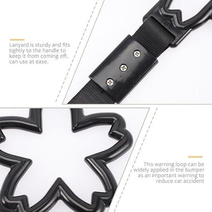 Healeved Cherry Blossom Car Handle Rings 2pcs Black Strap Interior Safety Pull Handles Japanese Automotive Accessories Decorative Warning Rings for Vehicle Safety