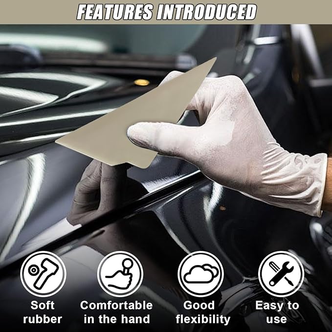 2PCS Triangle Contour Squeegee Car Window Tint Tools- Flexible Multi-Edge Corner Squeegee Vinyl Wrap Tool- Card Scraper Window Tint Squeegees for Car Wrap Film Installation Application (White)