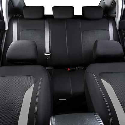 CAR PASS 3D Air Mesh Car Seat Covers Full Set, Breathable Sporty Rear Bench with Zipper for Armrest Box Universal Fit 95% Automotive SUV,Truck,Sedan Interior Cute Women Airbag Compatible, Black Gray