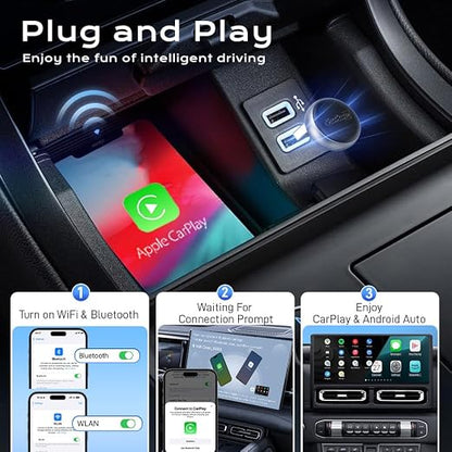 Wireless CarPlay Adapter Carlinkit MINI Ultra3│Plug & Play Convert Wired Carplay to wireles s CarPla y│Convert Wired Android AUTO to wireles s Androi d Auto│for OEM CarPla-y & OEM Android AUT-o Cars