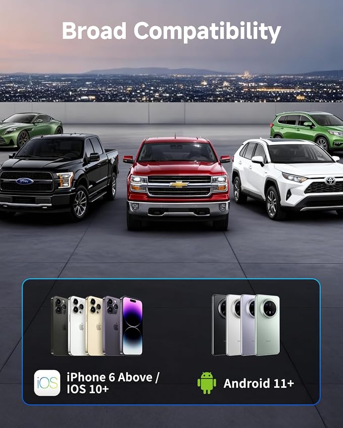 Wireless CarPlay Adapter for iPhone & Android, 2026 Upgraded Wired to Wireless for Apple CarPlay, Mini USB Design Car Play Adapter with Type-C Extension, Plug and Play, Stable Connection & No Latency