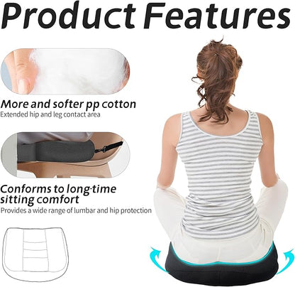 Car Booster Bandage Seat Cushion for Short Adults Thick Breathable Mesh Height Adjustable for Driving, Office & Home Use Universal Fit for Cars, Trucks & Wheelchairs 15.7"x15.7"x4.7"-Black