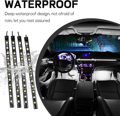 Car LED Strip Light, 12V 48 LED Interior Atmosphere Lights Under Dash Ambient Night Light, Universal Auto Interior Decorative Lamp with USB Port, Car Accessories (White, Cigarette Lighter)