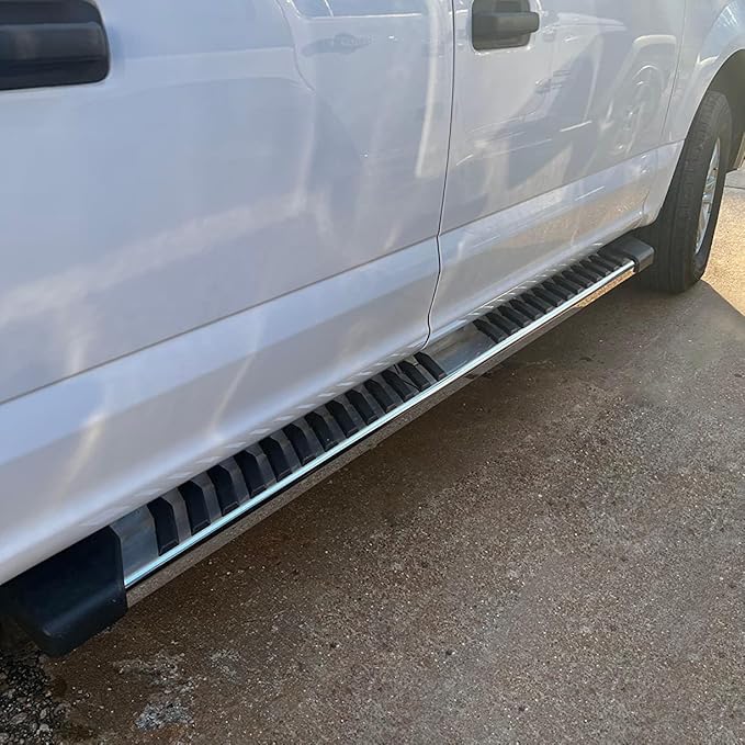COMNOVA Pair Running Boards Compatible with 2015-2026 Ford F150 Crew Cab with 4 Full Size Doors, Truck Side Steps, Width 6 Inches, V Style Step Boards, Stainless Steel Nerf Bars, Step Bars.