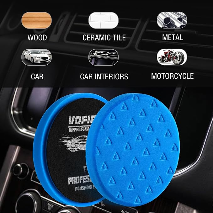 6 Inch Polishing Pad - 3Pcs Blue Polishing Pad - 6.5 Inch Face for 6 Inch 150mm Backing Plate - High-Density Buffing Sponge Pads for Car Buffer Polisher Compounding, Polishing & Waxing