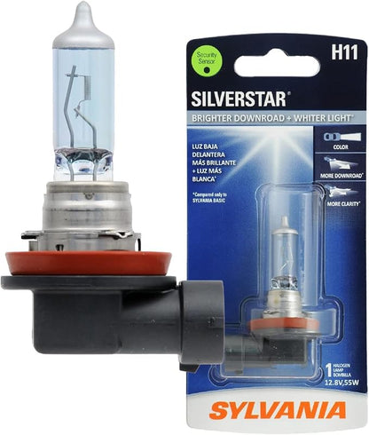 SYLVANIA - H11 SilverStar - High Performance Halogen Headlight Bulb, High Beam, Low Beam and Fog Replacement Bulb, Brighter Down Road with Whiter Light (Contains 1 Bulb)