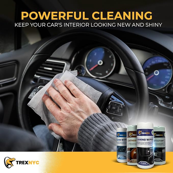 Protectant Wipes, Car Interior Cleaner to Protect Interior Car Surfaces and Fight Cracking & Fading (Leather Wipes, 4 Packs)