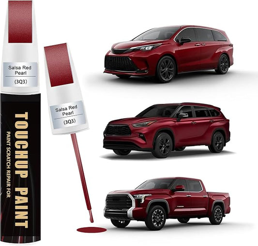 Dark Red(3Q3) Car Paint Touch Up Pen for Toyota,2-In-1 Color Accurate Touch Up Car Scratch Repair Paint Match Toyota Series Automotive Scratch Remover for Nicks&Chips Repair Salsa Red Pearl