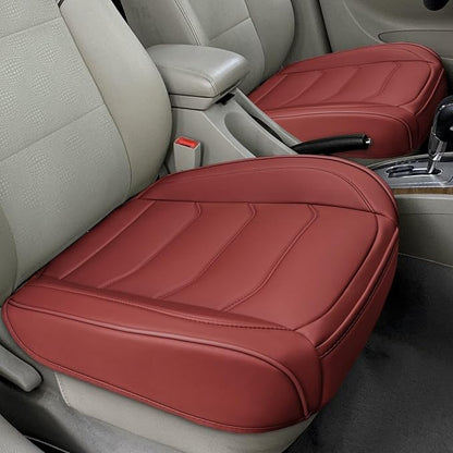 BOPUOVRE Car Seat Cover for Luxury & Comfort - PU Leather, Anti-Slip, Full Wrap Protection with Storage Pocket for Bottom Cushion - Universal Fit for 95% of Vehicles (Dull-red,1 Piece)