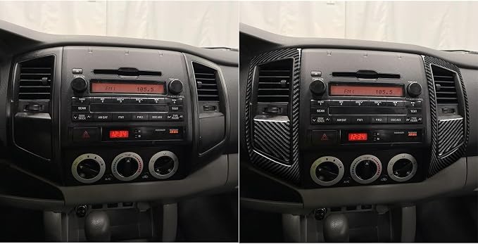 NVCNX Real Premium Carbon Fiber for Toyota 2nd Gen Tacoma Accessories 2005-2011 2006 2007 2008 2009 2010 Car Dash Center Air Vent Panel Cover Interior Trim Thick Overlay Sticker Decal 4PCs - Style B