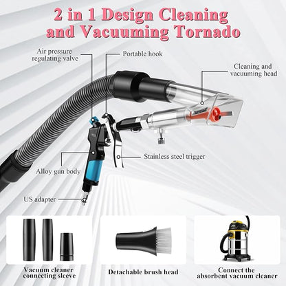 GOCCIDA 2in1 Car Interior Detailing Air Blow Gun & vacunm Gun,Multi-Purpose Cleaning Gun Detachable Sprinkler Head for Automotive Detailing, Carpet, Upholstery, Surface Cleaning