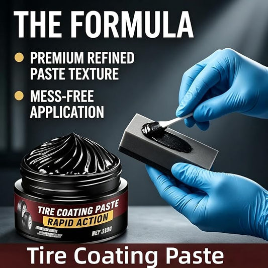 Premium Tire Coating & Trim Restorer, Tire Coating Paste Rapid Acting, Ceramic Tire Coating Bring Back Deep Black Shine to Rubber Plastic, Long-Lasting UV Protection (4PCS)