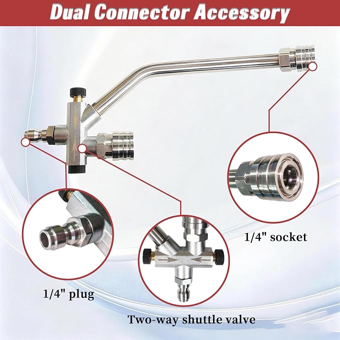 Foam Cannon Kit for Car Wash, Short Pressure Washer Gun with 1L Foam Cannon, Dual Connector Accessory – 1/4" Quick Connect, 5 Nozzle Tips, 3600 PSI, 2.5 GPM