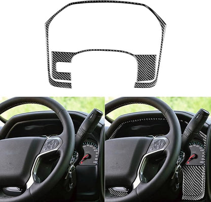 Real Premium Carbon Fiber Fit for Chevy Silverado/GMC Sierra 1500 2014-2018 for 2500/3500HD 2015-2019 Car Speedometer Trim Kit Dashboard Decals Sticker Decoration Auto Interior Accessories Cover Black