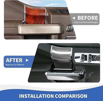 RAZPOY for F150 Inner Door Handles Covers & Door Handle Panel Trim Compatible with 2015-2020 Ford F150 Chrome Interior Accessories
