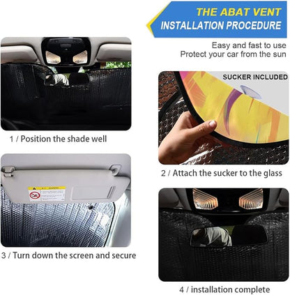 Windshield Sun Shade Abstract Highland Cow Front Window Block UV Shades Visor Reflective Retractable for Car SUV Trucks