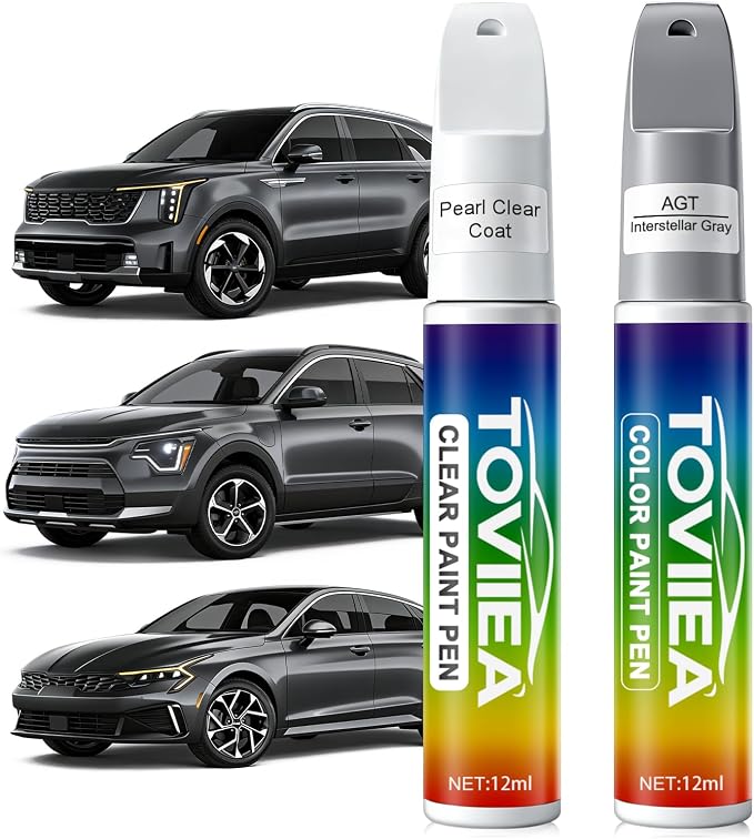 Interstellar Gray(AGT) Touch Up Paint Compatible with KIA,2-In-1 Car Scratch Remover Pen,Car Paint Scratch Repair Kit for Scratches,Chips & Nicks,2-PCS SET