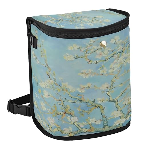 senya Car Trash Can Car Garbage Can Car Waste Basket,Almond Blossom Leak-Proof Car Trash Bin, Car Trash Hanging Car Accessories Interior Car Organizer Bag