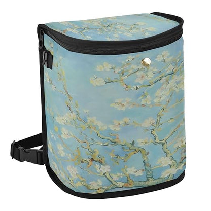 senya Car Trash Can Car Garbage Can Car Waste Basket,Almond Blossom Leak-Proof Car Trash Bin, Car Trash Hanging Car Accessories Interior Car Organizer Bag