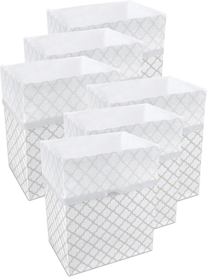 Clean Cubes 13 Gallon Disposable Pop-Up Trash Cans (6-Pack) with Fitted Bags – Foldable Garbage & Recycling Bins for Parties, Events & Kitchen (Trellis, 17" H x 13.5" W x 10" D)
