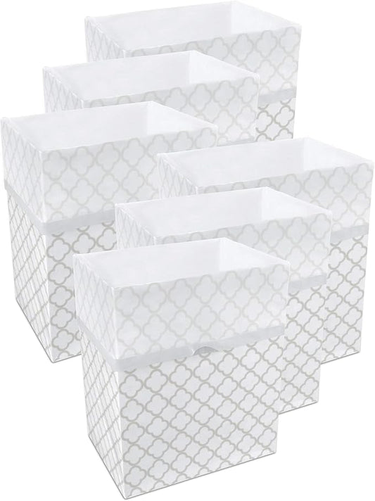 Clean Cubes 13 Gallon Disposable Pop-Up Trash Cans (6-Pack) with Fitted Bags – Foldable Garbage & Recycling Bins for Parties, Events & Kitchen (Trellis, 17" H x 13.5" W x 10" D)