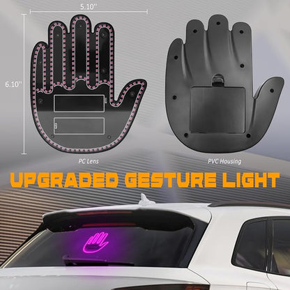 DIBMS Hand Gesture Light with Remote, Red LED Finger Funny Window Sign Light Accessories for Car Truck (Pink)