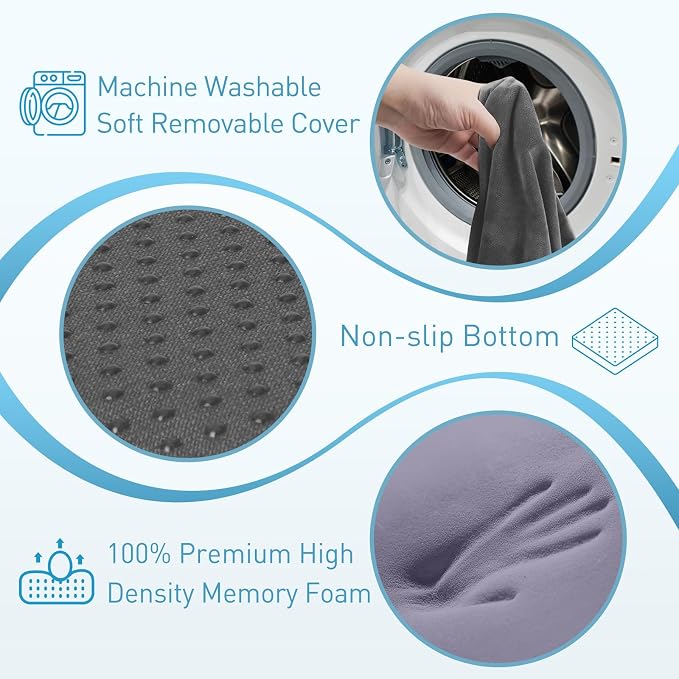 BlissTrends Extra Thick Seat Cushion for Office Chair & Car Seat,LightGrey | Tailbone & Sciatica Relief, Ergonomic Support, High-Density Memory Foam, Comfort for Extended Sitting