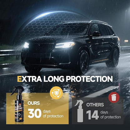 Toretark Car Ceramic Glass Coating Spray,Automotive Windshield Rain Repellent Glass Polish Protect, Long-Lasting Quick Dry Coat (3.38 fl oz +Towel)