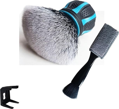 Car Interior Brush and Vent Cleaner Set - Premium Soft Fur Leather Brush & Dual-Ended Detailing Brush for Car Detailing, Vents, Crevices - 2.75inch Ball Head & 8.6inch Gap Brush