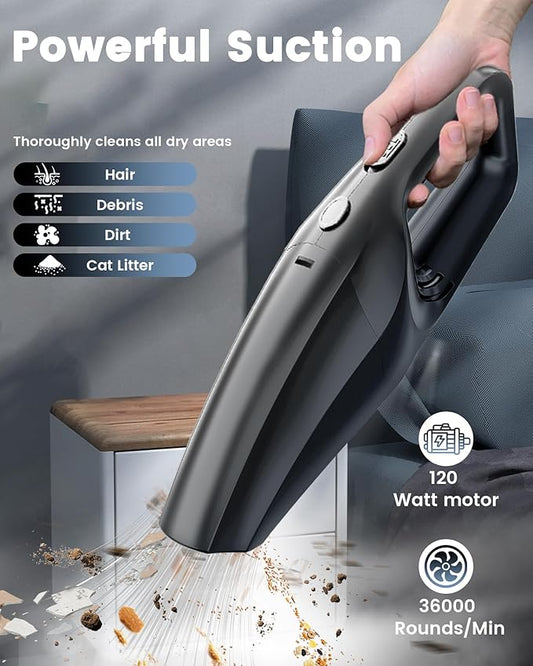 Handheld Vacuum Cordless, Car Vacuums Powerful with Rechargeable Battery, Portable Hand Held Vacuum Cordless with Washable HEPA Filter, Mini Vacuums Kit for Men and Women