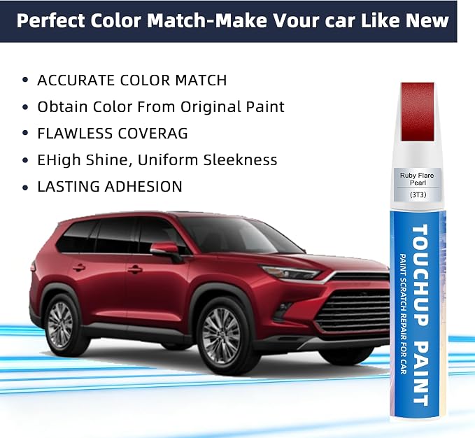 Ruby Flare Pearl(3T3) Touch Up Paint for Toyota 2-in-1 Car Scratch Repair Pen for Rock Chips, Door Scratches & Paint Nicks Exact Color Match Quick Dry DIY Fix for RAV4 Camry Corolla
