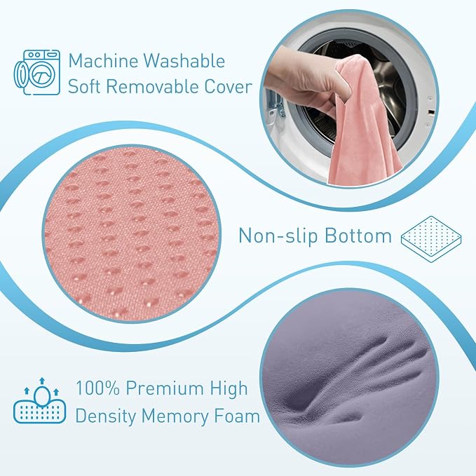 BlissTrends Extra Thick Seat Cushion for Office Chair & Car Seat, Pink | Tailbone & Sciatica Relief, Ergonomic Support, High-Density Memory Foam, Comfort for Extended Sitting