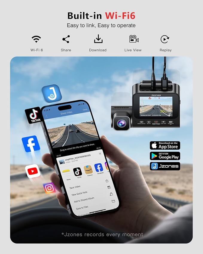 3 Channel Dash Cam Front and Rear, 4K Dash Camera for Cars STARVIS 2 HDR Night Vision, 24H Parking Mode, 64GB Card Included, Dashcam Built-in 5.8GHz WiFi GPS