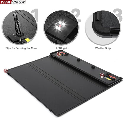 YITAMOTOR Quad Fold Hard Truck Tonneau Cover Fits for Dodge Ram 1500 2009-2024 (19-24 Classic ONLY) with 5.7ft Bed w/o Rambox, Heavy-Duty Aluminum Alloy Bed Cover