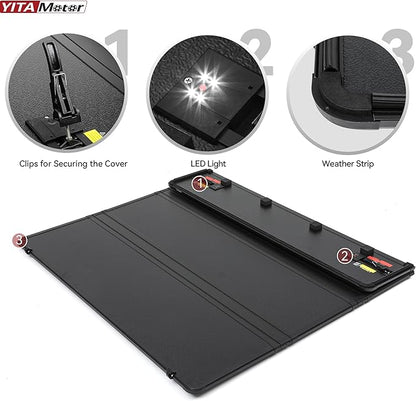 YITAMOTOR Quad Fold Hard Truck Tonneau Cover Fits for Chevy Silverado/GMC Sierra 1500 New Body Style 2019-2026 with 6.6ft Bed w/o Multi-Flex Tailgate, Heavy-Duty Aluminum Alloy Bed Cover