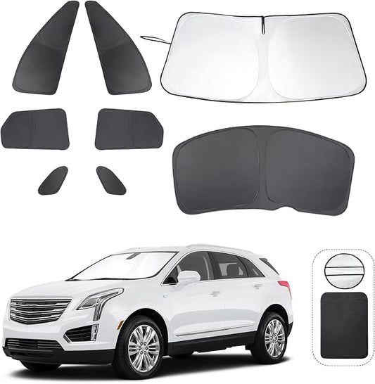 TINGLU Window Shades 8PCS for Cadillac XT5 2017-2026 Accessories Side Full Windows Cover Camping Rear Triangular Windshield Sun Shade Sun UV Rays Privacy Protection