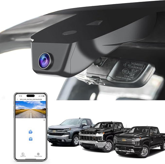 Mangoal 4K Dash Cam fit for Chevy Silverado 1500 2022-2026 2500 HD/3500 HD 2024-2026 (Model C),WT RST LTZ Custom Trail Boss High Country ZR2, GPS, WiFi & APP, 64GB Card
