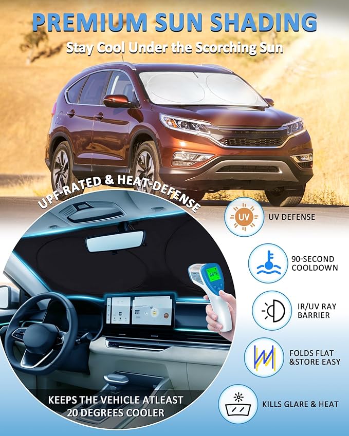 Sun Shade for CRV Windshield Sunshade fit for Honda CR-V SUV 2012-2016 Accessories Front Window Cover Shield Car Sun Visor Screen Protector Block UV Ray Heat