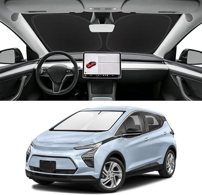 Custom Fit Windshield Sun Shade for Chevy Bolt 2017-2023, Blocks UV & Heat, Front Window Sunshade Accessories, Easy Fold & Store Keep Your Car Cooler