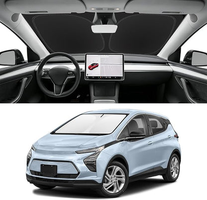 Custom Fit Windshield Sun Shade for Chevy Bolt 2017-2023, Blocks UV & Heat, Front Window Sunshade Accessories, Easy Fold & Store Keep Your Car Cooler