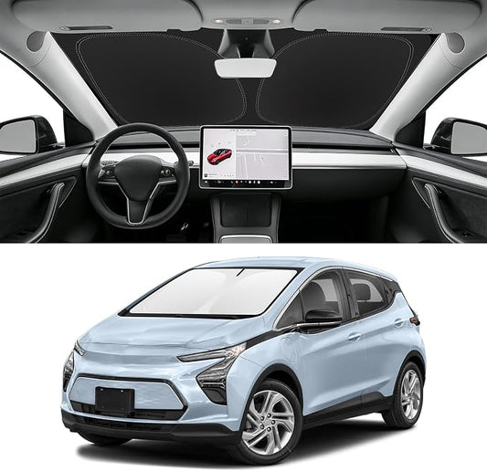 Custom Fit Windshield Sun Shade for Chevy Bolt 2017-2023, Blocks UV & Heat, Front Window Sunshade Accessories, Easy Fold & Store Keep Your Car Cooler
