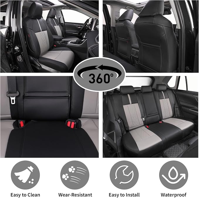 EKR Corolla Seat Covers Custom Fit for Toyota Corolla 2023 2024 2025 2026 Hybird SE&2023 2024 Hybird Nightshade, Leather Car Seat Cover Full Set-Faux Leather(Black+Light Gray-1)