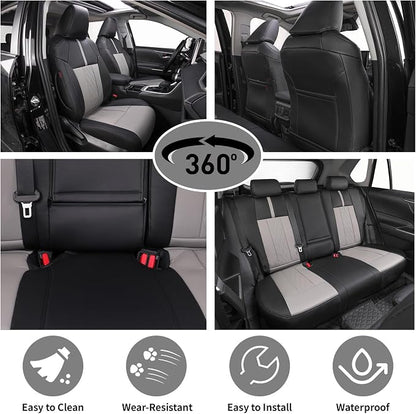 EKR Corolla Seat Covers Custom Fit for Toyota Corolla 2020 2021 2022 XLE,Leather Car Seat Cover Full Set-Faux Leather(Black+Light Gray-1)