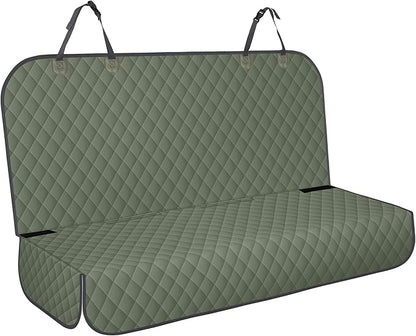 NECKORY Backseat Cover for Dogs, Waterproof and Non-Slip Pet Bench Seat Covers, Car Seat Protector for Back Seat, Universal Size Rear Car Seat Cover Fits Cars, Trucks and SUVs, L-Army Green&Grey