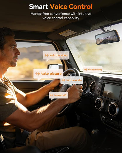 WOLFBOX G900 PRO-N Mirror Dash Cam with 8MP STARVIS 2 IMX678, 12" 4K Front and 2.5K Rear View Mirror Camera, 5.8GHz WiFi, Voice Control, Smart Night Vision, Loop Recording (SD Card Not Included)