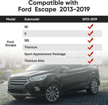 BAMACAR 2013-2019 for Ford Escape Floor Mats Front & 2nd Floor mat & Cargo Liner for Escape Titanium se sel 2013 2014 2015 2016 2017 2018 2019 4Pcs Black All Weather Protection for Ford C-Max