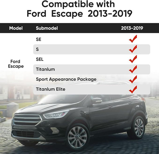 BAMACAR 2013-2019 for Ford Escape Floor Mats Front & 2nd Floor mat & Cargo Liner for Escape Titanium se sel 2013 2014 2015 2016 2017 2018 2019 4Pcs Black All Weather Protection for Ford C-Max