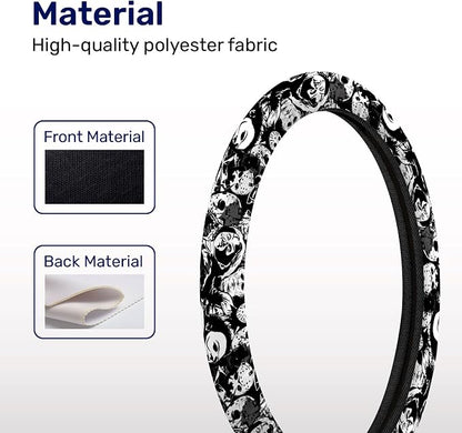 GENANY Horror Mask Steering Wheel Cover, Non Slip Polyester Car Wheel Protector for Car SUV Truck, Universal 15 Inch